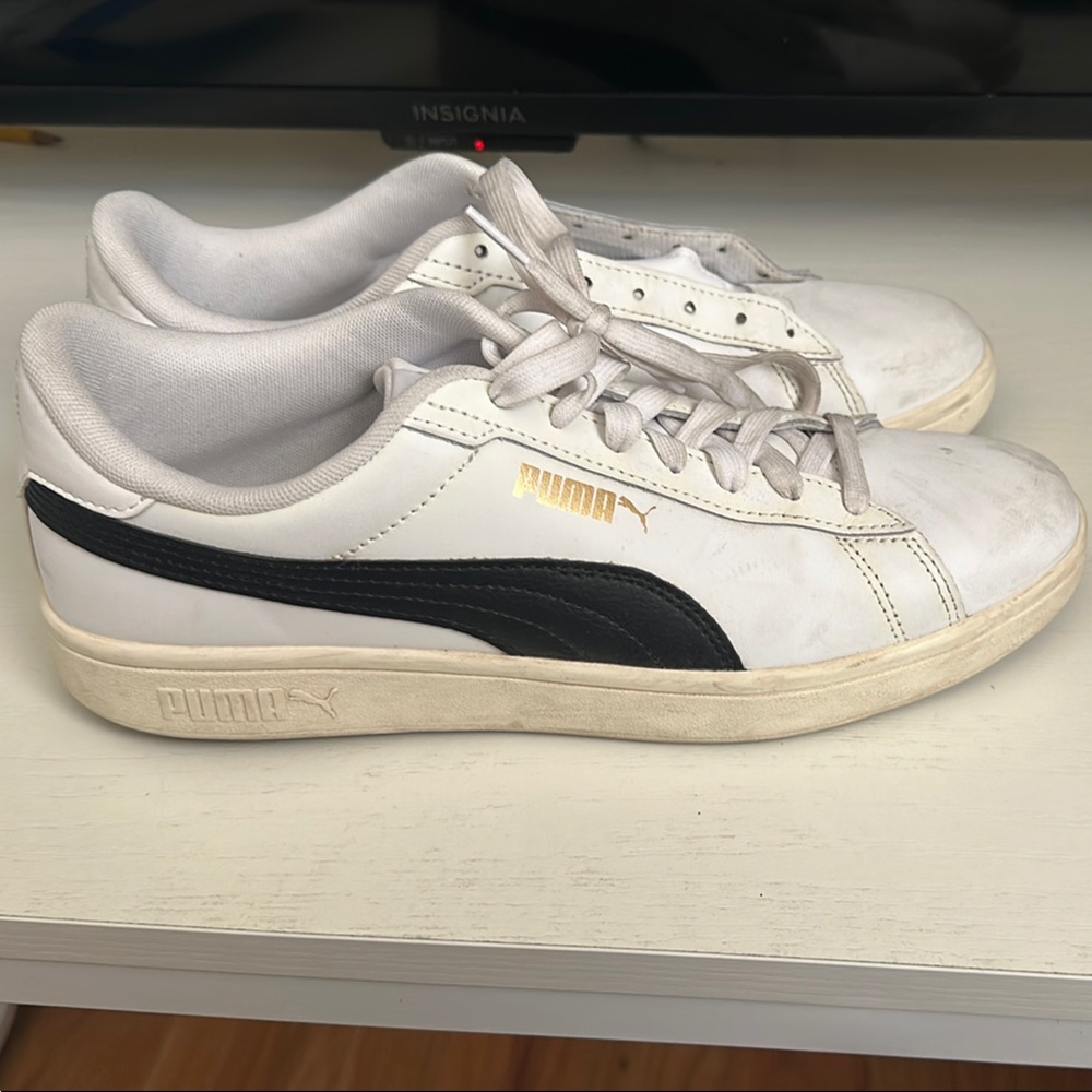 Puma White and Black Retro Sneakers